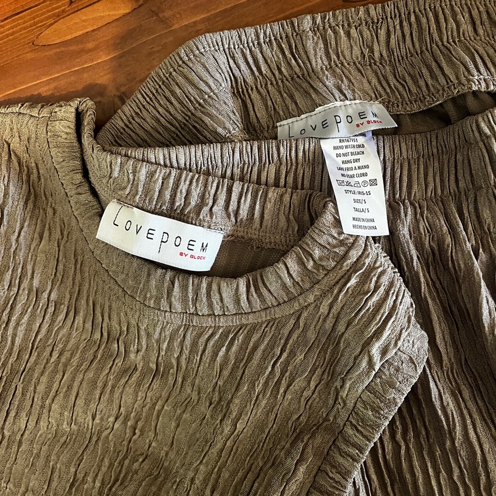 Love Poem Textured Brown Top and Pants Set